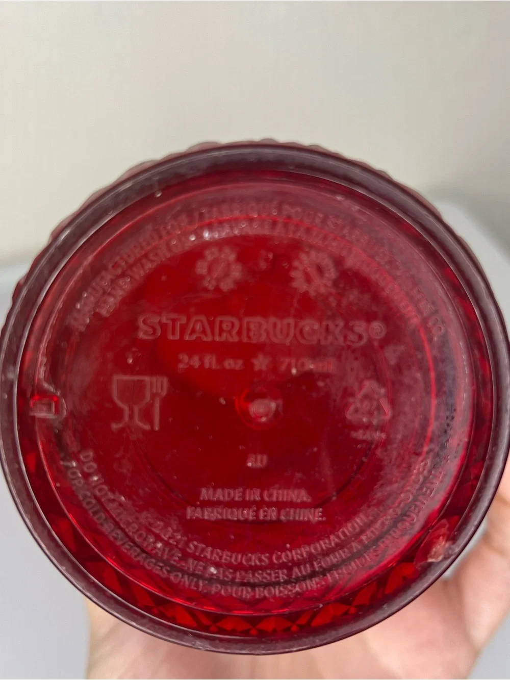 Starbucks 2021 Winter Holiday Red Jeweled 24 oz Cold Cup Tumbler w/ Lid